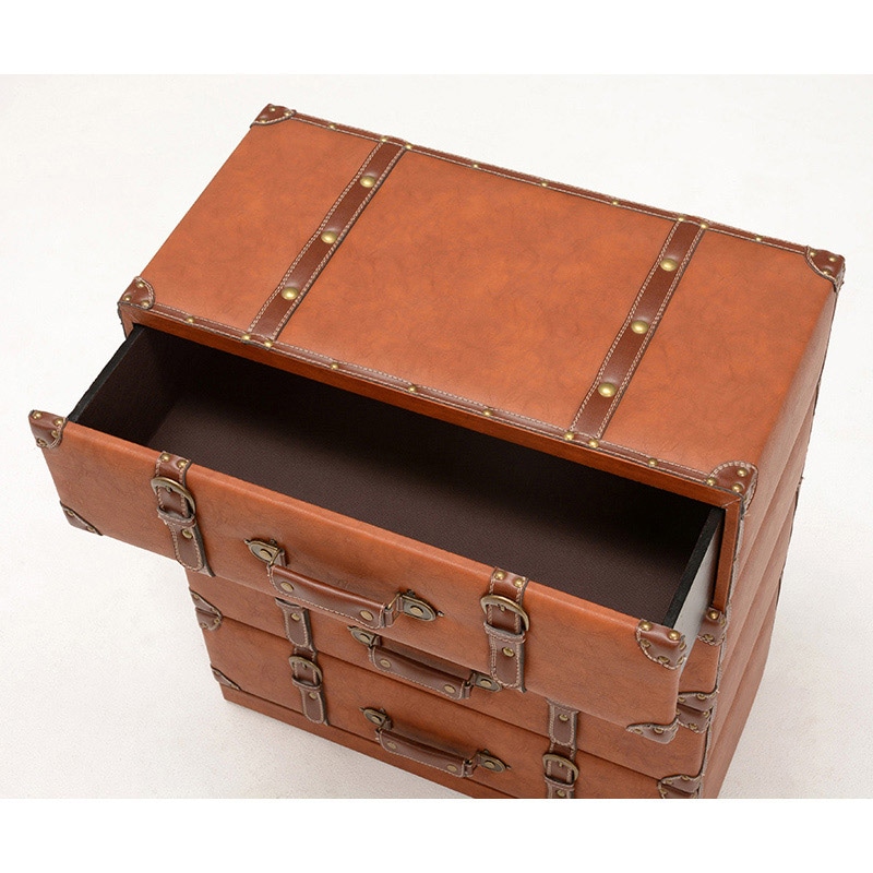 萩原 トランク風チェスト ワイド4段 ライトブラウン MCH-6014LBR 1台(ご注文単位1台)【直送品】