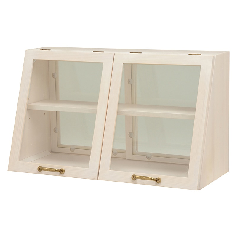 萩原 カウンター上ガラスケース 幅60cm 2段 ホワイトウォッシュ MUD-6068WS 1台(ご注文単位1台)【直送品】