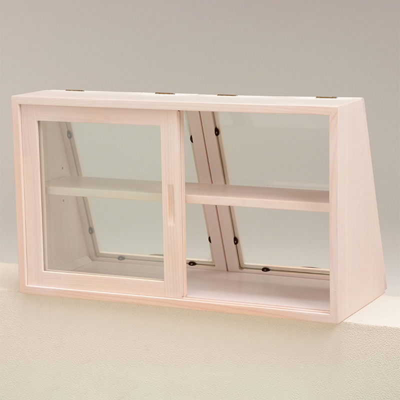 萩原 カウンター上ガラスケース 幅60cm 2段 ホワイトウォッシュ MUD-6068WS 1台(ご注文単位1台)【直送品】