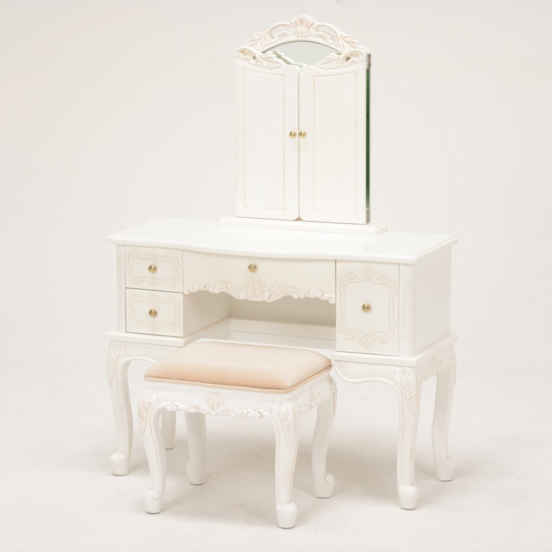 萩原 ドレッサーセット アンティークホワイト RD-1877AW 1セット(ご注文単位1セット)【直送品】