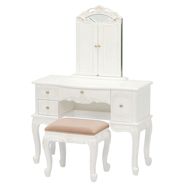 萩原 ドレッサーセット アンティークホワイト RD-1877AW 1セット(ご注文単位1セット)【直送品】