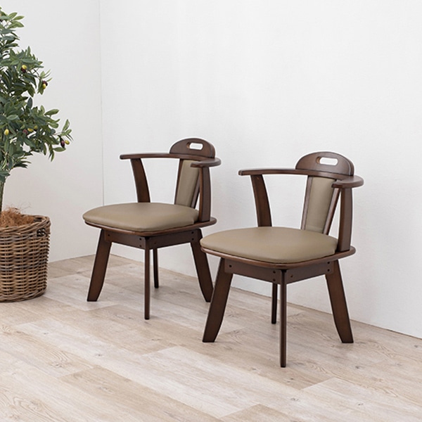 萩原 回転ダイニングチェアー ダークブラウン KC-7585DBR 1台(ご注文単位2台)【直送品】