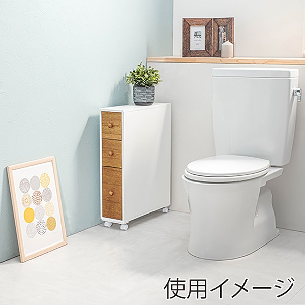 萩原 トイレラック スリム 幅16cm ナチュラル MTR-6464NW 1台(ご注文単位1台)【直送品】