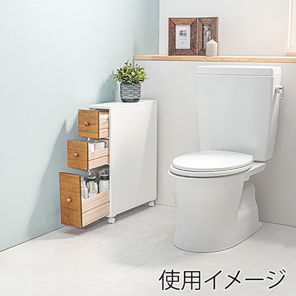 萩原 トイレラック スリム 幅16cm ナチュラル MTR-6464NW 1台(ご注文単位1台)【直送品】