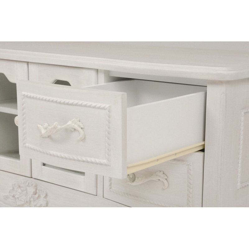 萩原 リビングボード アンティークホワイト RTV-1363AW 1台(ご注文単位1台)【直送品】