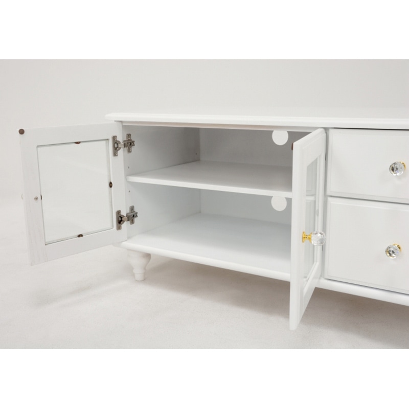 萩原 テレビ台 クリスタル調取っ手 幅88cm ホワイト MTV-5883WH 1台(ご注文単位1台)【直送品】