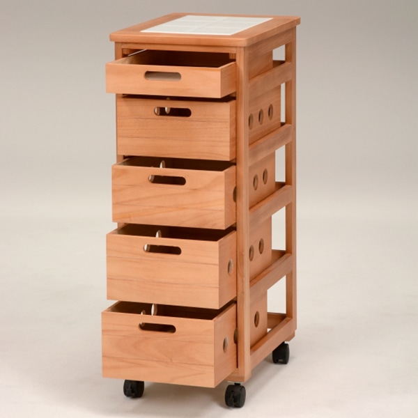 萩原 キッチンストッカー 幅30cm 5段 ライトブラウン MUD-6782NA 1台(ご注文単位1台)【直送品】