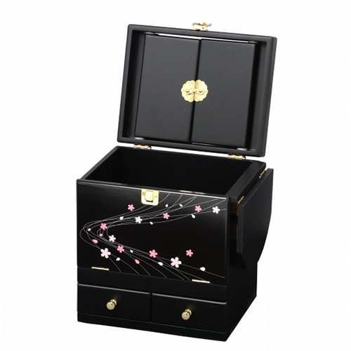 萩原 コスメボックス　三面鏡付き ブラック MUD-6163BK 1台（ご注文単位1台）【直送品】