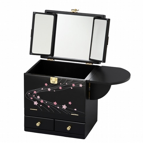 萩原 コスメボックス　三面鏡付き ブラック MUD-6163BK 1台（ご注文単位1台）【直送品】