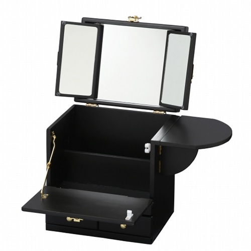 萩原 コスメボックス　三面鏡付き ブラック MUD-6163BK 1台（ご注文単位1台）【直送品】