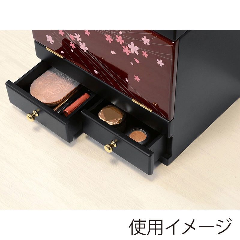 萩原 コスメボックス 三面鏡付き えんじ MUD-6163EN 1台(ご注文単位1台)【直送品】