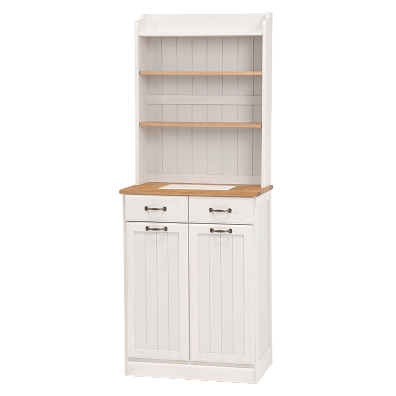 萩原 ダストボックス 25L×2 棚付 ナチュラル×ホワイト MUD-6552NIV 1台(ご注文単位1台)【直送品】