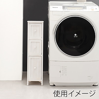 萩原 スリムチェスト 幅20cm 3段 アンティークホワイト MCH-5670AW 1台(ご注文単位1台)【直送品】