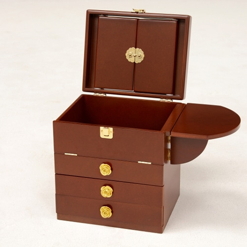 萩原 コスメボックス 三面鏡付き ブラウン MUD-6830BR 1台(ご注文単位1台)【直送品】