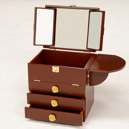 萩原 コスメボックス 三面鏡付き ブラウン MUD-6830BR 1台(ご注文単位1台)【直送品】