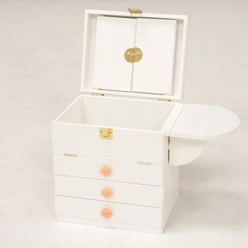 萩原 コスメボックス 三面鏡付き ホワイト MUD-6830WH 1台(ご注文単位1台)【直送品】