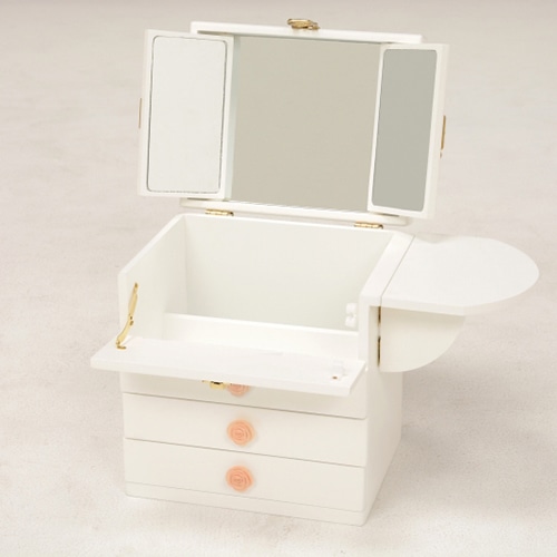 萩原 コスメボックス 三面鏡付き ホワイト MUD-6830WH 1台(ご注文単位1台)【直送品】
