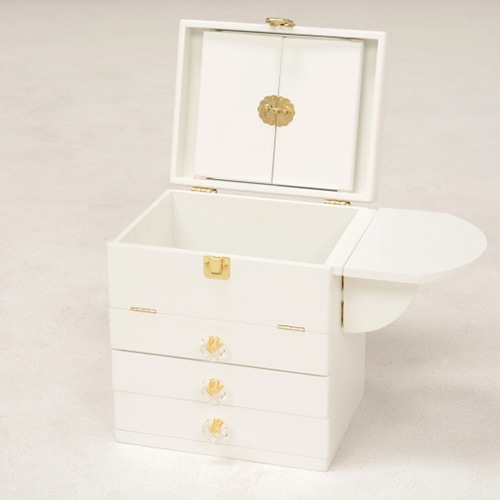 萩原 コスメボックス　三面鏡付き ホワイト MUD-6835WH 1台（ご注文単位1台）【直送品】