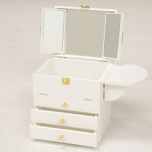 萩原 コスメボックス　三面鏡付き ホワイト MUD-6835WH 1台（ご注文単位1台）【直送品】