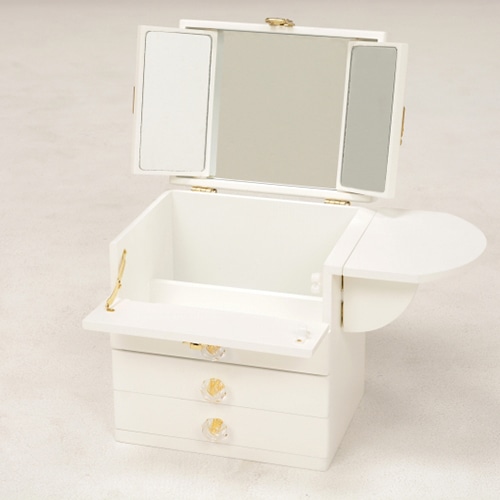 萩原 コスメボックス　三面鏡付き ホワイト MUD-6835WH 1台（ご注文単位1台）【直送品】