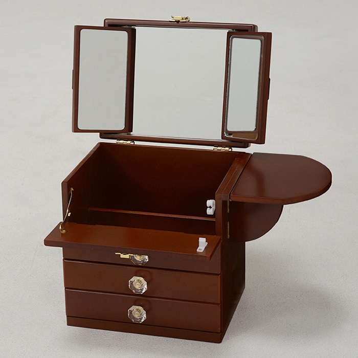 萩原 コスメボックス 三面鏡付き ブラウン MUD-6835BR 1台(ご注文単位1台)【直送品】