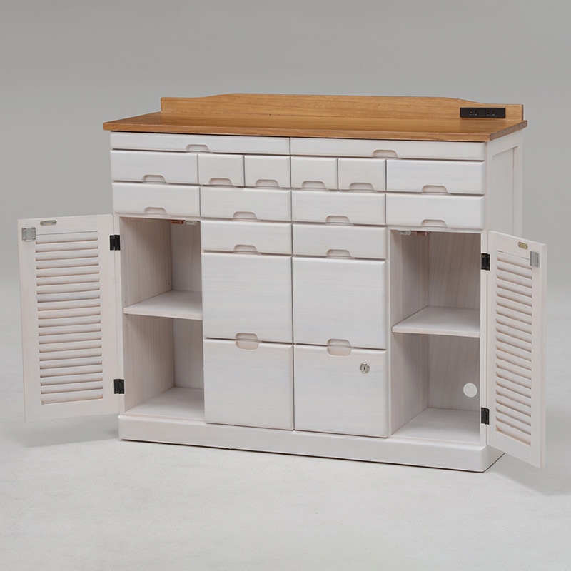 萩原 FAX台 幅96cm キャスター付 ナチュラル×ホワイト MFX-8209NW 1台(ご注文単位1台)【直送品】