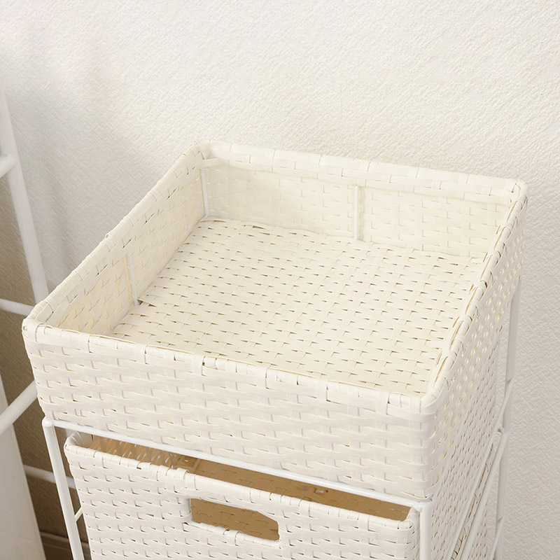 萩原 ランドリーラック 4段 幅30.5cm キャスター付 ホワイト RAN-2410WH 1台(ご注文単位1台)【直送品】