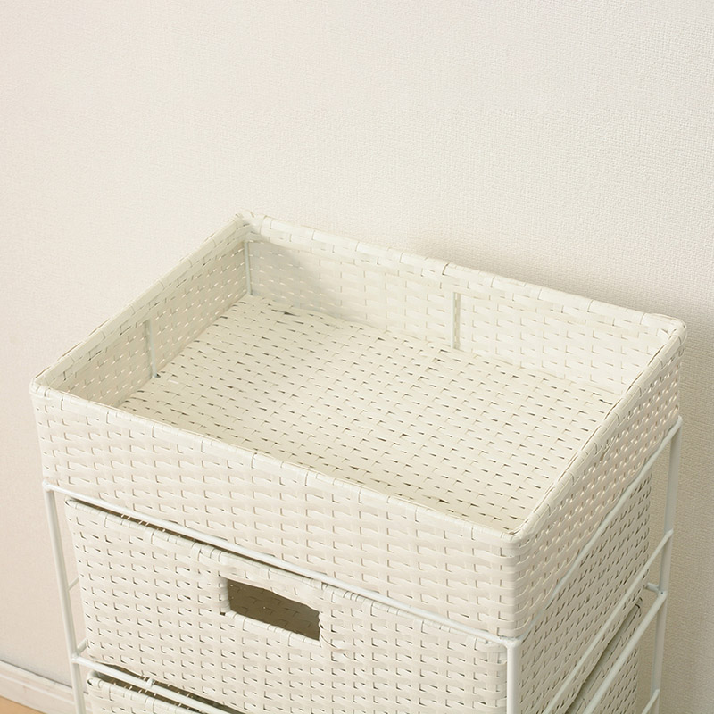 萩原 ランドリーラック 4段 幅40.5cm キャスター付 ホワイト RAN-2411WH 1台(ご注文単位1台)【直送品】