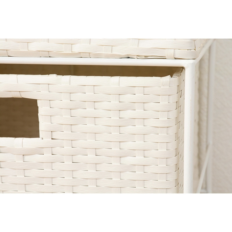 萩原 ランドリーラック 4段 幅40.5cm キャスター付 ホワイト RAN-2411WH 1台(ご注文単位1台)【直送品】