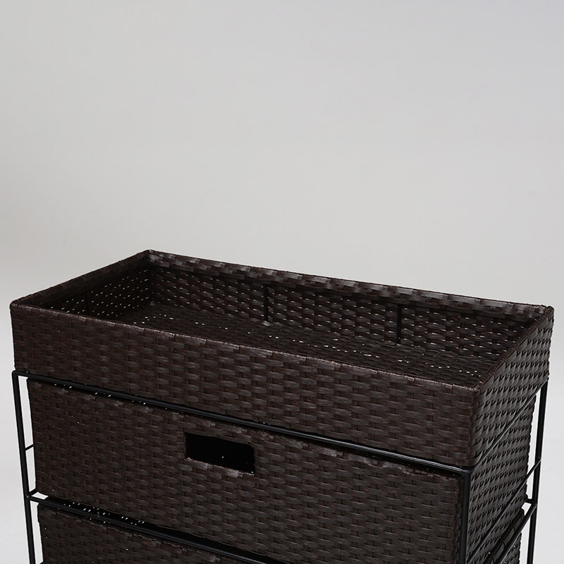 萩原 ランドリーラック 4段 幅50.5cm キャスター付 ダークブラウン RAN-2412DBR 1台(ご注文単位1台)【直送品】