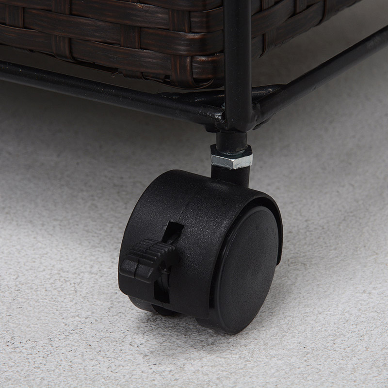 萩原 ランドリーラック 4段 幅50.5cm キャスター付 ダークブラウン RAN-2412DBR 1台(ご注文単位1台)【直送品】