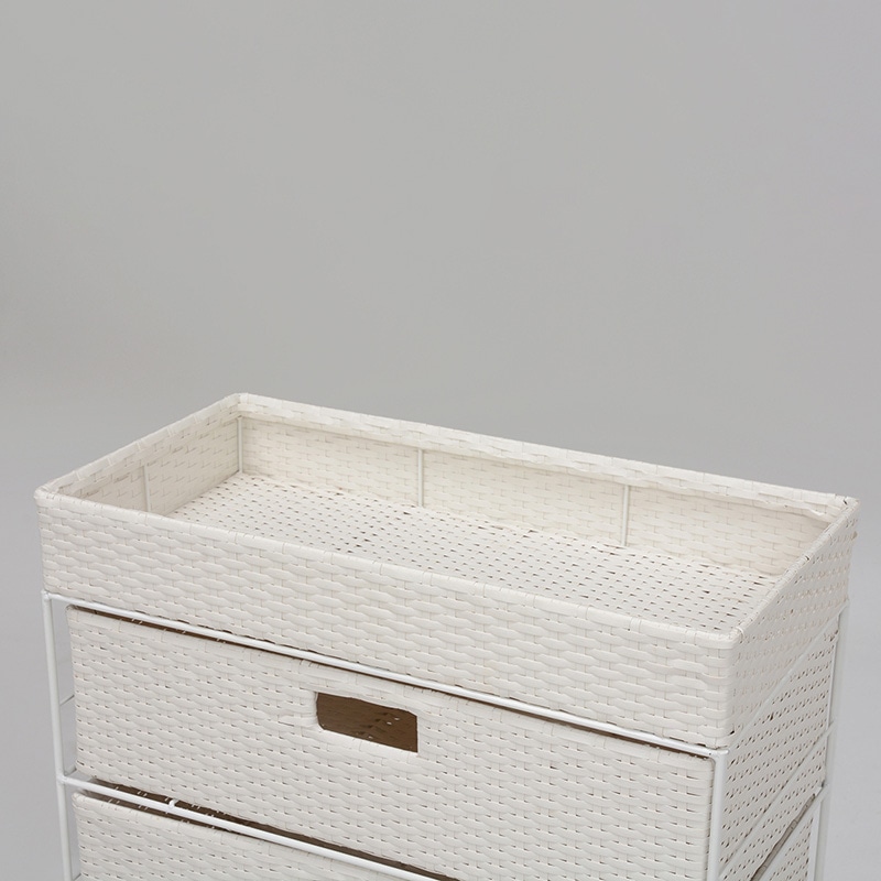 萩原 ランドリーラック 4段 幅50.5cm キャスター付 ホワイト RAN-2412WH 1台(ご注文単位1台)【直送品】