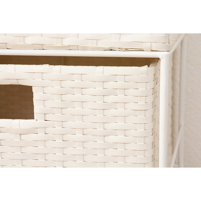 萩原 ランドリーラック 4段 幅50.5cm キャスター付 ホワイト RAN-2412WH 1台(ご注文単位1台)【直送品】