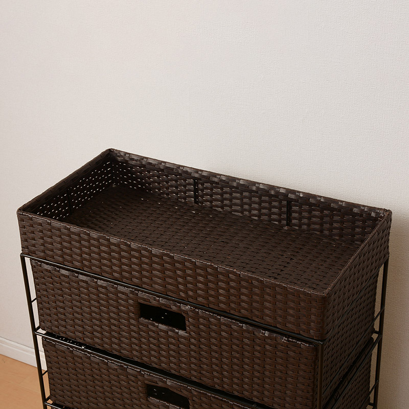 萩原 ランドリー 幅60.5cm ロータイプ キャスター付 ダークブラウン RAN-2413DBR 1台(ご注文単位1台)【直送品】