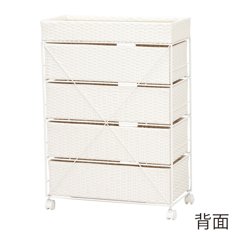 萩原 ランドリー 幅60.5cm ロータイプ キャスター付 ホワイト RAN-2413WH 1台(ご注文単位1台)【直送品】