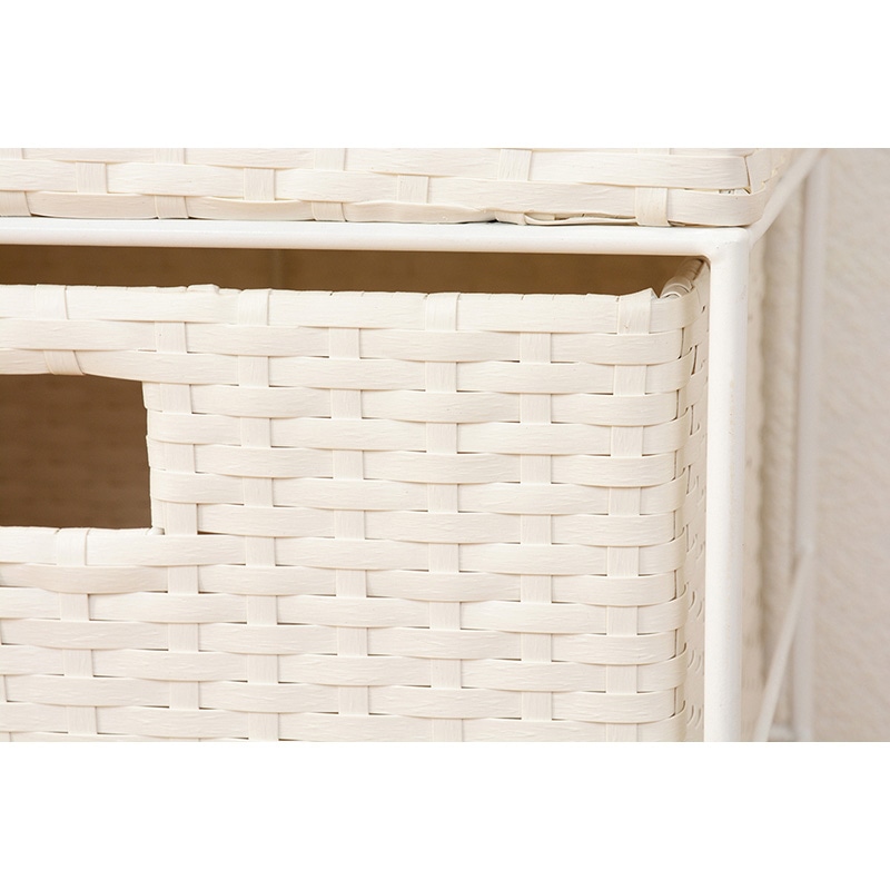 萩原 ランドリー 幅60.5cm ロータイプ キャスター付 ホワイト RAN-2413WH 1台(ご注文単位1台)【直送品】