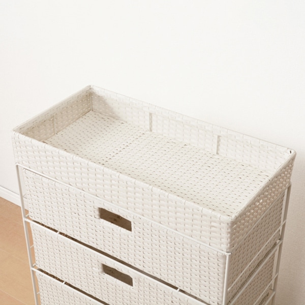 萩原 ランドリー 幅60.5cm ロータイプ キャスター付 ホワイト RAN-2413WH 1台(ご注文単位1台)【直送品】