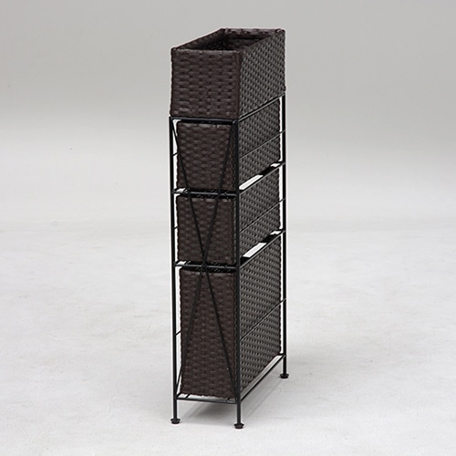 萩原 ランドリーラック 幅15.5cm 3杯 ダークブラウン RAN-2405DBR 1台(ご注文単位1台)【直送品】