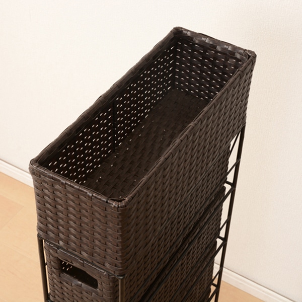 萩原 ランドリーラック 幅15.5cm 3杯 ダークブラウン RAN-2405DBR 1台(ご注文単位1台)【直送品】