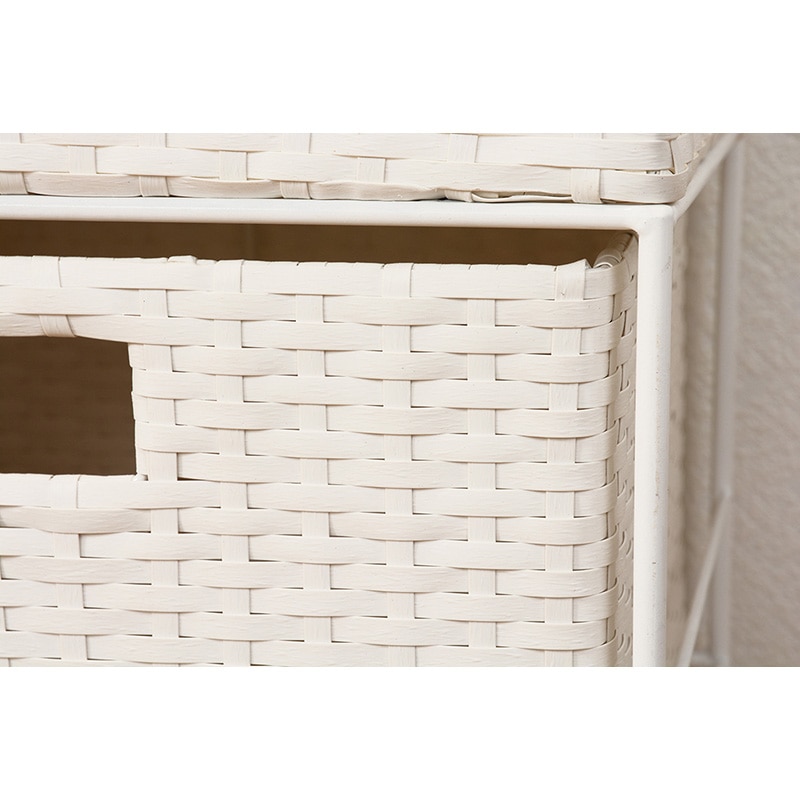 萩原 ランドリーラック 幅15.5cm 3杯 ホワイト RAN-2405WH 1台(ご注文単位1台)【直送品】