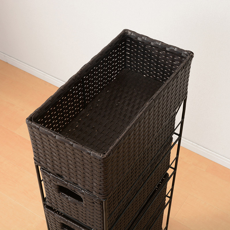 萩原 ランドリーラック 幅20.5cm 4杯 ダークブラウン RAN-2406DBR 1台(ご注文単位1台)【直送品】