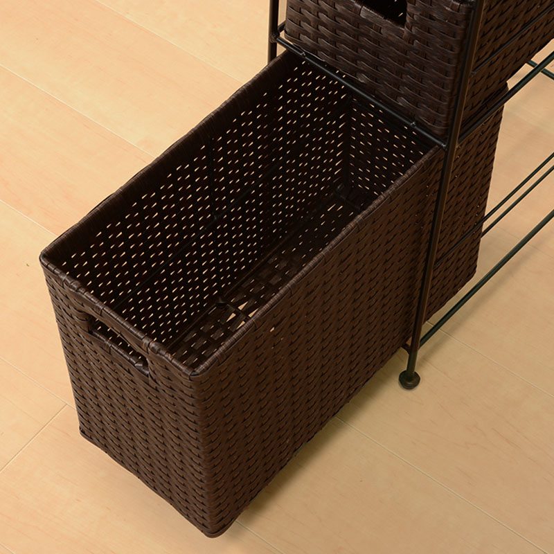 萩原 ランドリーラック 幅20.5cm 4杯 ダークブラウン RAN-2406DBR 1台(ご注文単位1台)【直送品】