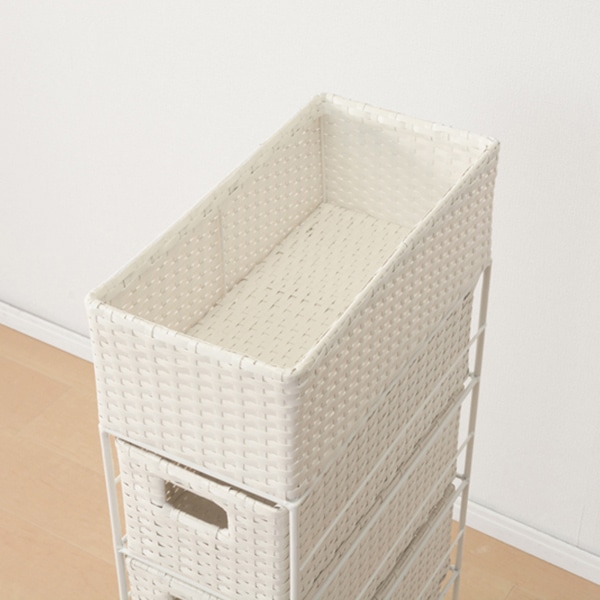 萩原 ランドリーラック 幅20.5cm 4杯 ホワイト RAN-2406WH 1台(ご注文単位1台)【直送品】