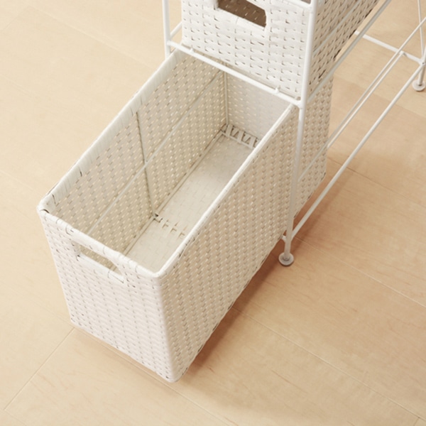 萩原 ランドリーラック 幅20.5cm 4杯 ホワイト RAN-2406WH 1台(ご注文単位1台)【直送品】