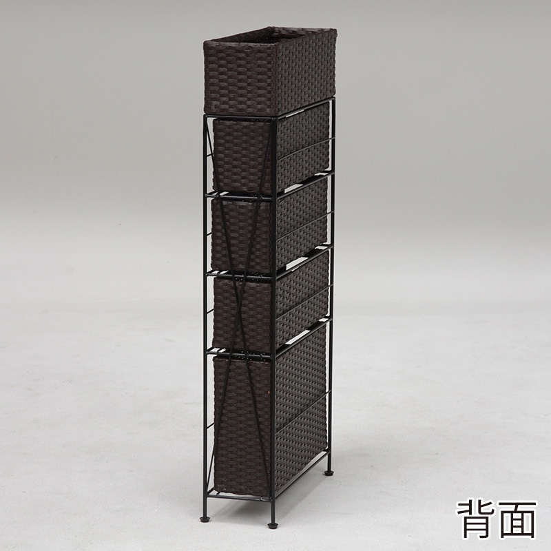 萩原 ランドリーラック 幅15.5cm 4杯 ダークブラウン RAN-2407DBR 1台(ご注文単位1台)【直送品】