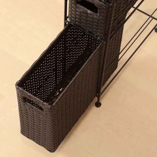 萩原 ランドリーラック 幅15.5cm 4杯 ダークブラウン RAN-2407DBR 1台(ご注文単位1台)【直送品】