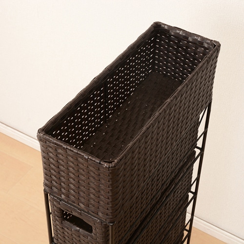 萩原 ランドリーラック 幅15.5cm 4杯 ダークブラウン RAN-2407DBR 1台(ご注文単位1台)【直送品】