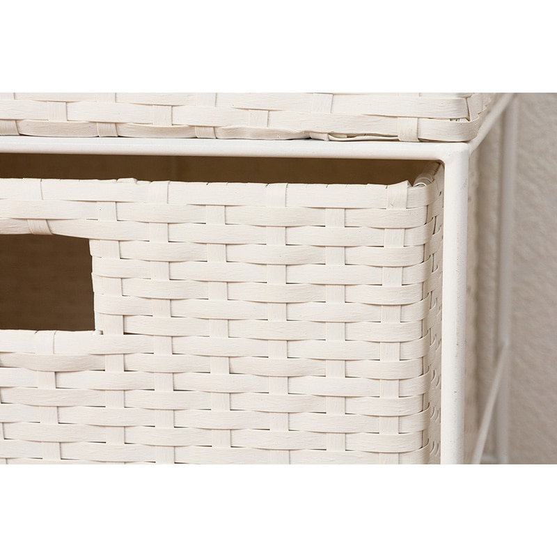 萩原 ランドリーラック 幅15.5cm 4杯 ホワイト RAN-2407WH 1台(ご注文単位1台)【直送品】