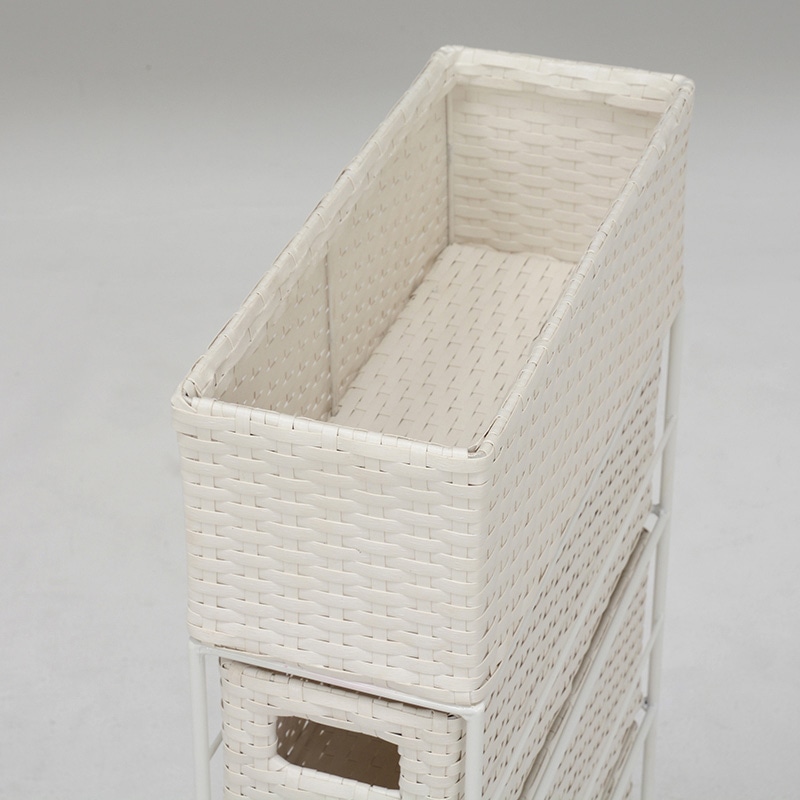 萩原 ランドリーラック 幅15.5cm 4杯 ホワイト RAN-2407WH 1台(ご注文単位1台)【直送品】