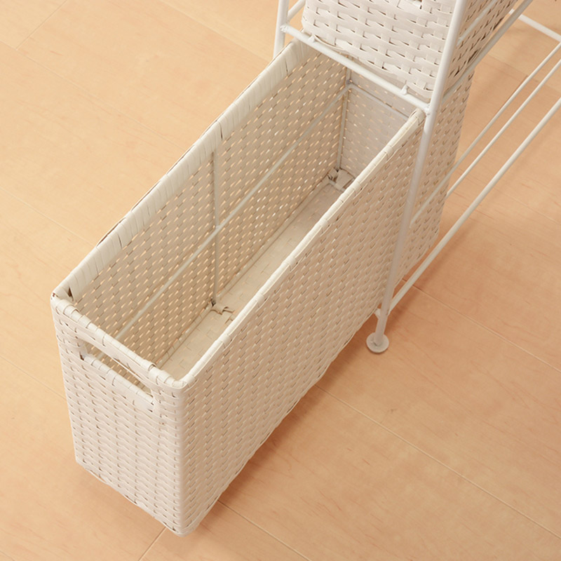 萩原 ランドリーラック 幅15.5cm 4杯 ホワイト RAN-2407WH 1台(ご注文単位1台)【直送品】